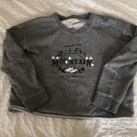 Madewell cropped Big Sky Montana gray Sweatshirt medium - Picture 1 of 6
